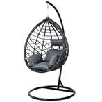 Hangstoel - Ei stoel - met frame - zwart-grijs - tot 125 kg, Tuin en Terras, Tuinsets en Loungesets, Gebruikt, Verzenden