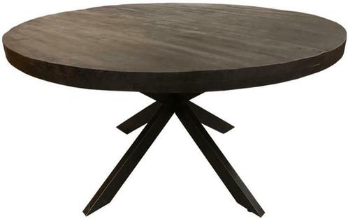 Eettafel mango Nora - Rond - Zwart - Ø130 x 78 cm, Huis en Inrichting, Tafels | Eettafels, 150 tot 200 cm, 100 tot 150 cm, Rond