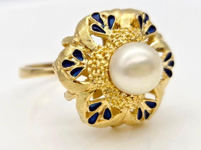 Ring - 18 karaat Geel goud Parel, Sieraden, Tassen en Uiterlijk, Ringen