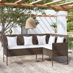 vidaXL Loungebank met kussens L-vormig poly rattan bruin, Tuin en Terras, Verzenden, Nieuw, Rotan, Loungeset