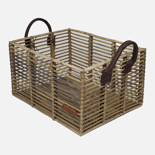 Wicked Rieten Fietsmand met leren hengsels Kubu rotan, Fietsen en Brommers, Fietsaccessoires | Fietsmanden, Nieuw, Verzenden