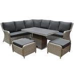 Bilbao dining hoek loungeset 6 delig grijs verstelbare tafel, Tuin en Terras, Ophalen of Verzenden, Nieuw, Wicker