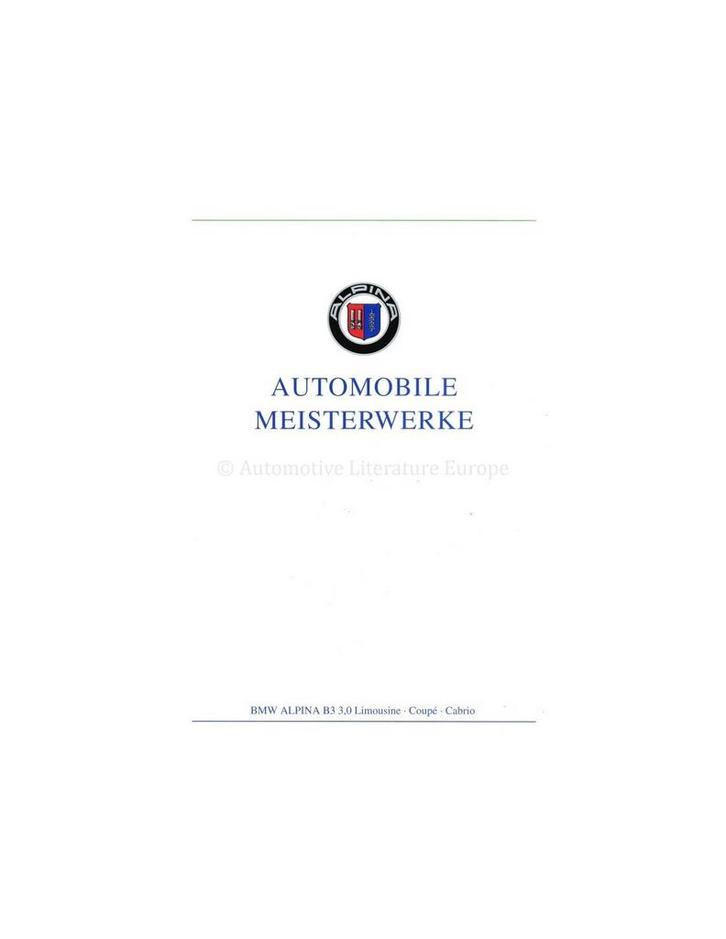 1993 BMW ALPINA B3 BROCHURE DUITS, Boeken, Auto's | Folders en Tijdschriften