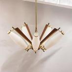 Plafondlamp - Messing, teak en opaalglas - Attentie Stilnovo