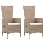 vidaXL Tuinstoelen 2 st met kussens poly rattan beige, Tuin en Terras, Tuinstoelen, Verzenden, Nieuw, Rotan