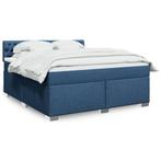 vidaXL Boxspring met matras stof blauw 180x200 cm, Eenpersoons, Nieuw, 80 cm, 200 cm