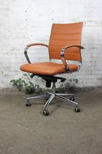 Vergaderstoel | Tweedehands | Luxe | Cognac bruin kunstleder, Verzenden, Gebruikt