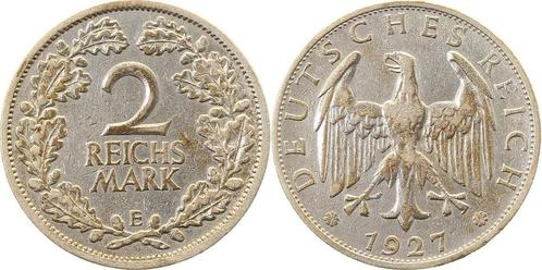 Duitsland 2 Reichsmark 1927 E J 320 sehr schoen + zilver, Postzegels en Munten, Munten | Europa | Niet-Euromunten, Verzenden