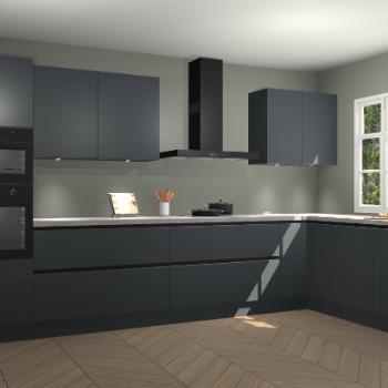 Onyxgrijze greeploze keuken Graz 72721, Huis en Inrichting, Keuken | Complete keukens, Verzenden