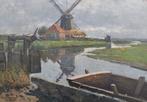 Ferdinand Brunner (1870-1945) - Landschaft mit Windmühle und, Antiek en Kunst