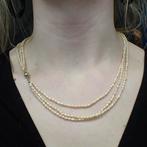 Parel collier met gouden slot | 49 cm (vintage, sierslot), Gebruikt, Overige kleuren, Ophalen of Verzenden, Met edelsteen