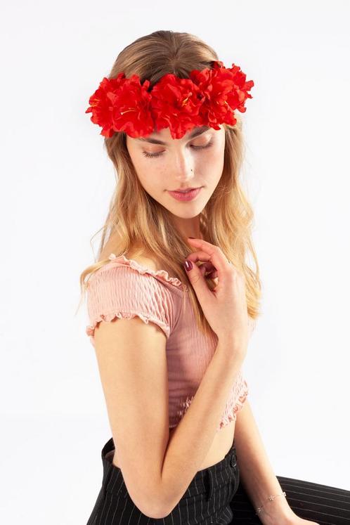 Bloemenkrans Haar Hibiscus Hawaii Rood Bloemen Haarband Hula, Kleding | Dames, Carnavalskleding en Feestkleding, Accessoires, Nieuw