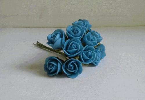 Mini Foam Roos Blauw Azuro 2 cm Bundel, Huis en Inrichting, Woonaccessoires | Kunstplanten en Kunstbloemen, Nieuw, Ophalen of Verzenden