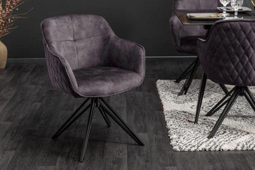 Draaibare design stoel EUPHORIA donkergrijs fluweel met, Huis en Inrichting, Stoelen, Ophalen of Verzenden