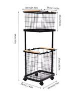 Metalen wasmand 2 lagen op wielen met afneembare manden, Verzenden, Nieuw