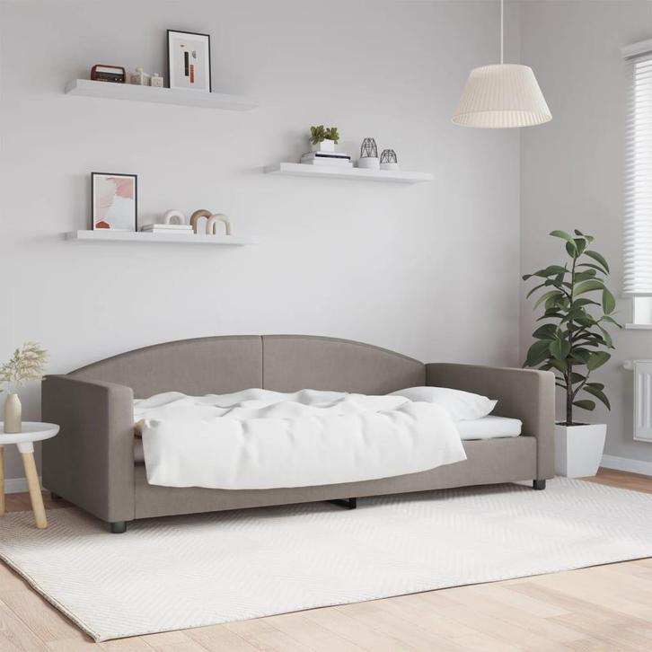 vidaXL Slaapbank 90x200 cm stof taupe, Huis en Inrichting, Slaapkamer | Bedden, 90 cm, 200 cm, Eenpersoons, Nieuw, Stof, Verzenden