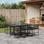 vidaXL 7-delige Tuinset poly rattan zwart, 6 zitplaatsen, Nieuw, Tuinset, Verzenden