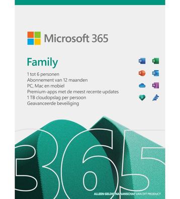 Microsoft 365 Family - 1 jaar abonnement beschikbaar voor biedingen
