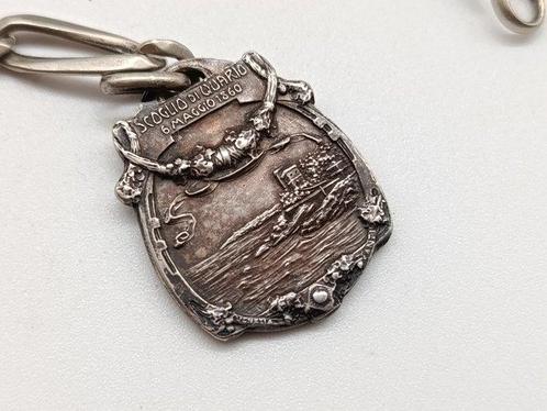 Antica catenella in Argento fine XIX Sec con Medaglia, Sieraden, Tassen en Uiterlijk, Horloges | Heren