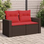 vidaXL Tuinbank 2-zits met kussens poly rattan bruin, Tuin en Terras, Verzenden, Nieuw, Rotan