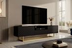 Meubella TV-Meubel Laventi mat zwart 190 cm goud, Nieuw, 150 tot 200 cm, Overige materialen, 25 tot 50 cm