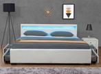 2dekans | Gestoffeerd bed Lyon - 140 x 200 cm - Wit - LED, Huis en Inrichting, Ophalen of Verzenden, Zo goed als nieuw, Wit