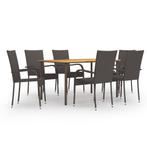 vidaXL 7-delige Tuinset poly rattan bruin, 6 zitplaatsen, Nieuw, Tuinset, Verzenden
