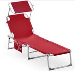 Ligbed Ibiza Rood 190x59x29cm Alu Zonnescherm (Stoelen), Verzenden, Nieuw