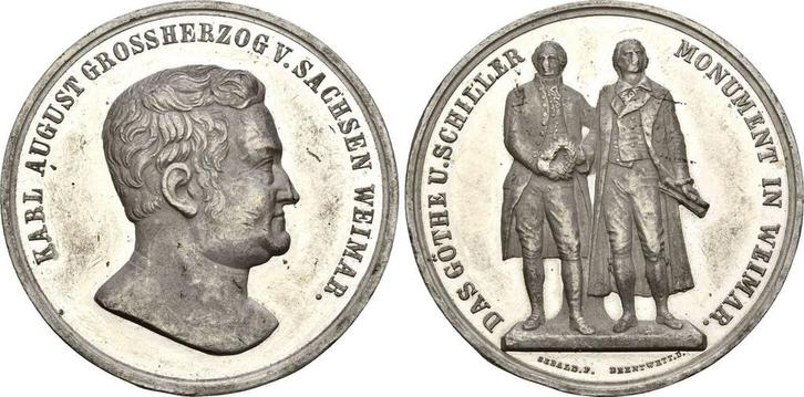 Zinnmedaille o J (1857) Sachsen Weimar Karl Alexander 185..., Postzegels en Munten, Penningen en Medailles, Verzenden