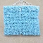 Actie mini foamrose met tule lichtblauw bulk pak 144 st 2, Ophalen of Verzenden, Nieuw