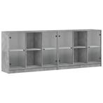 Boekenkast met Deuren - Betongrijs - Tweedekansje - OP = OP, Nieuw, Ophalen of Verzenden, 200 cm of meer, Minder dan 100 cm