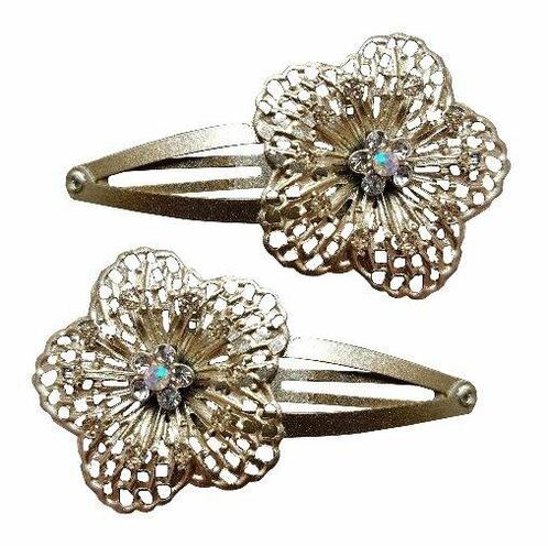 Haarspeld Klikklak Opengewerkte Bloem Goud, Sieraden, Tassen en Uiterlijk, Uiterlijk | Haarverzorging