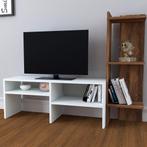 [en.casa] TV meubel Jevnaker 137x30x100 cm wit en walnootkle, Huis en Inrichting, Kasten | Televisiemeubels, Nieuw, Verzenden