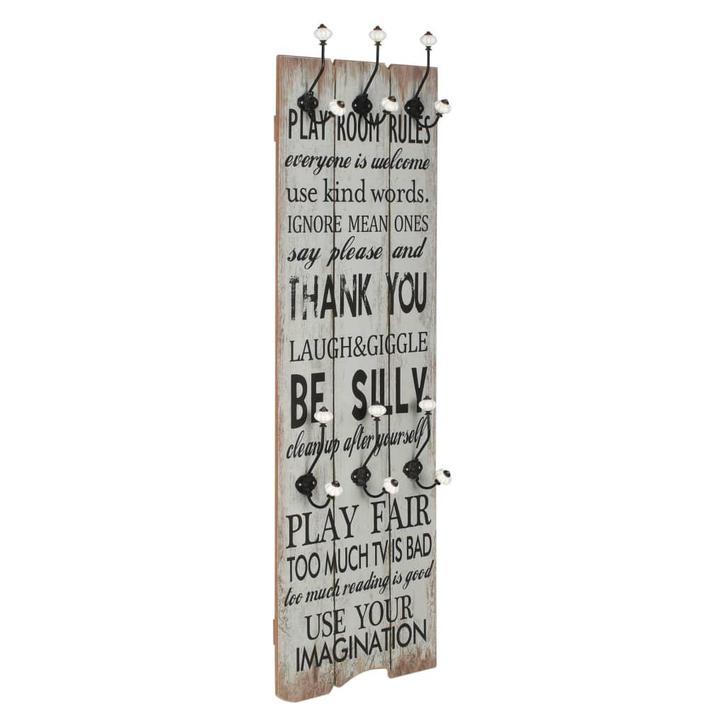 vidaXL Wandkapstok met 6 haken THANK YOU 120x40 cm, Huis en Inrichting, Woonaccessoires | Kapstokken, Nieuw, Verzenden