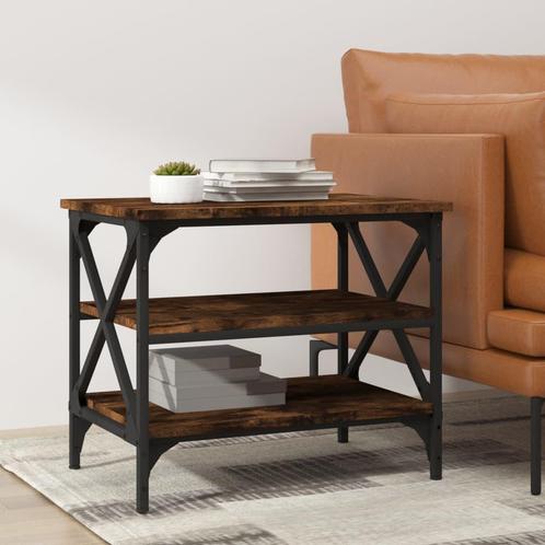 vidaXL Bijzettafel 55x38x45 cm bewerkt hout gerookt, Huis en Inrichting, Tafels | Salontafels, 50 tot 100 cm, Nieuw, Overige houtsoorten