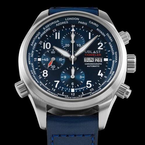Ublast - Traveler Chronograph World Time - REF.UBTRCH47BU -, Sieraden, Tassen en Uiterlijk, Horloges | Heren