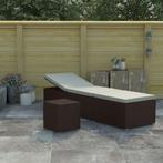 vidaXL Ligbed met kussen en theetafel poly rattan bruin, Tuin en Terras, Ligbedden, Verzenden, Nieuw