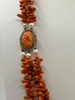 Halsketting - 18 karaat Geel goud Koraal, Sieraden, Tassen en Uiterlijk, Nieuw