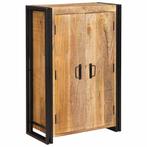vidaXL Highboard met Deuren Bruin Massief Ruw Mangohout en, Verzenden, 100 tot 150 cm, Nieuw, 50 tot 100 cm