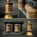 Gebedsmolen of gebedswiel (2) - Brons, Papier, Hout -, Antiek en Kunst