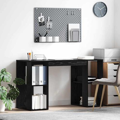 vidaXL Bureau met Opslag Zwart Eiken 130 x 50,5 x 75 cm, Huis en Inrichting, Bureaus, Nieuw, Verzenden