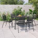 vidaXL 7-delige Tuinset staal antracietkleurig, Verzenden, 6 zitplaatsen, Nieuw, Rvs