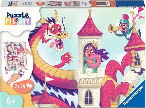 Puzzle & Play - Koninkrijk Van De Donuts Puzzel (2x24, Kinderen en Baby's, Speelgoed | Kinderpuzzels, Nieuw, Verzenden