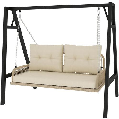 TRUUSK Hollywoodschaukel 2-zits Rattan Tuinschommel Met Kuss, Tuin en Terras, Overige Tuin en Terras, Nieuw, Verzenden