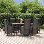 vidaXL 7-delige Tuinset met kussens poly rattan zwart, Tuin en Terras, Verzenden, Nieuw, Rotan, Tuinset