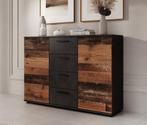 Dressoir - Old wood Grijs 120x33x85 - Opbergkast industrieel, Huis en Inrichting, Kasten | Dressoirs, 100 tot 150 cm, Verzenden