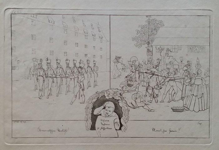 Johann-Konrad Fasi-Gessner (1796–1870) - Soldaten - etching, Antiek en Kunst, Antiek | Overige Antiek