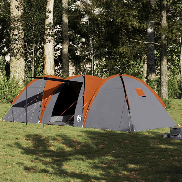 vidaXL Koepeltent 8-persoons waterdicht grijs en oranje, Caravans en Kamperen, Tenten, Nieuw, tot en met 2, Verzenden