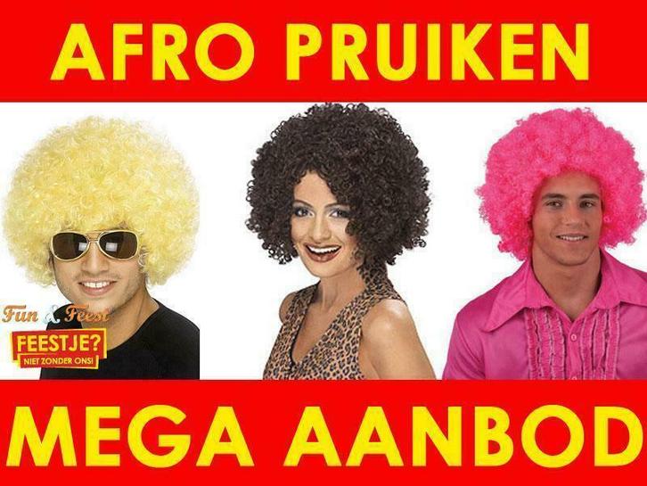 Afro pruik - Mega aanbod afro pruiken, Hobby en Vrije tijd, Feestartikelen, Hoed of Pruik, Nieuw, Ophalen of Verzenden