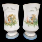 Vaas (2) -  Paar Franse opaline glazen vazen met, Antiek en Kunst